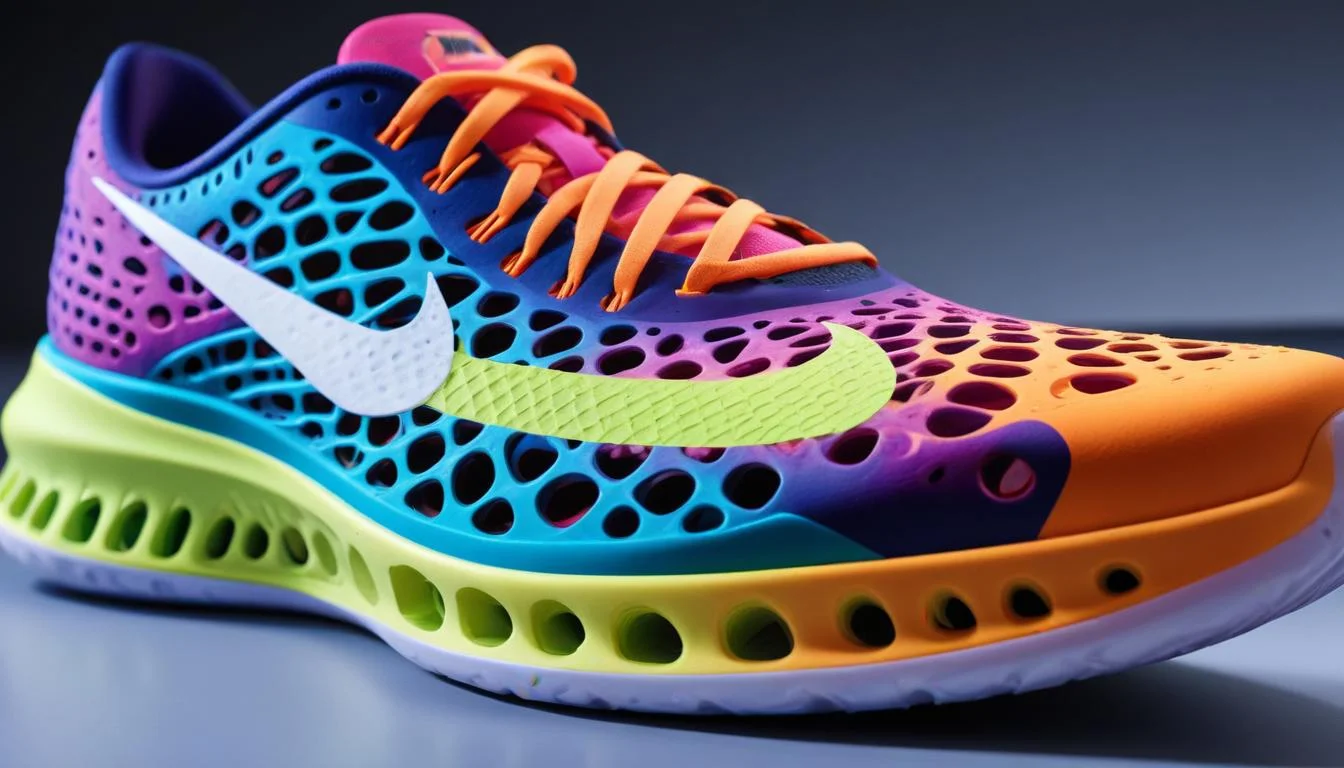 Futuristic Nike shoe sole with 3D-printed lattice cushioning