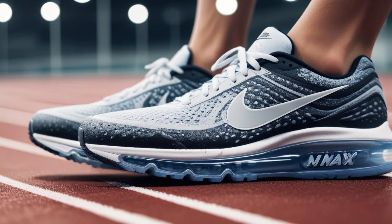 Close-up of Nike Air Max sole with visible air unit on track