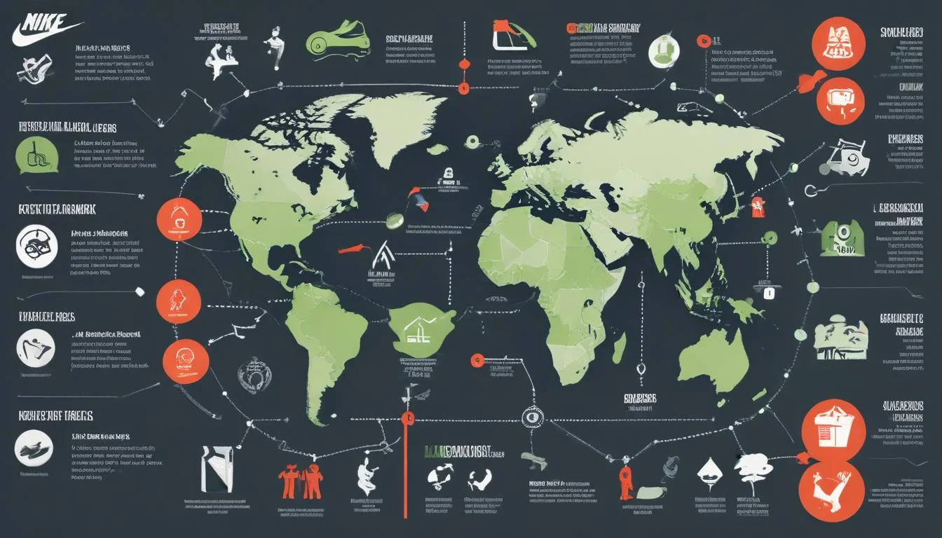 Infographic showing Nike's ethical supply chain, fair labor, and sustainability practices.