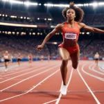 Nike sponsored athlete running on an Olympic track