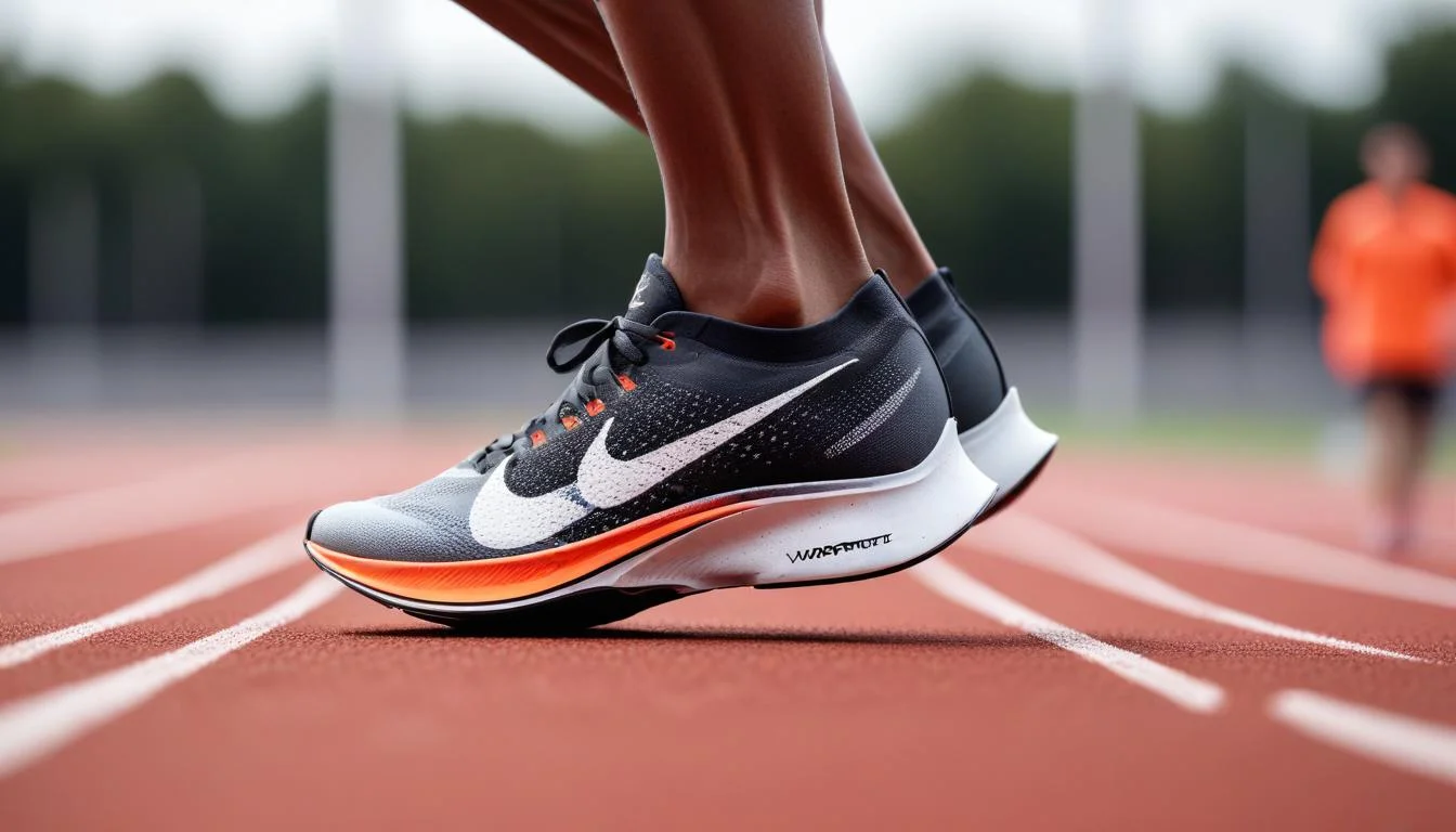 Nike Vaporfly running shoe on Olympic track