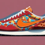 Detailed illustration of a vintage Nike Waffle Trainer shoe, showcasing its revolutionary Waffle sole design from the 1970s.