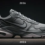 Futuristic NIKE sneaker, symbolizing upcoming 2026 limited edition collaborations