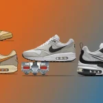 Evolution of Nike Air technology from 1978 to 2026, showcasing conceptual designs and visible air units