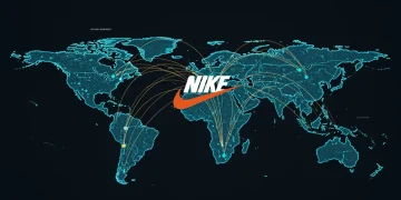 Digital representation of Nike's optimized global supply chain, highlighting US product flow and logistic improvements for 2026.