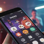 Nike SNKRS app interface on a smartphone with new features highlighted, set against a dynamic sneaker release event background.