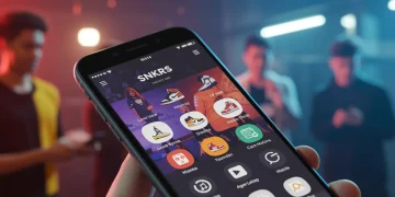 Nike SNKRS app interface on a smartphone with new features highlighted, set against a dynamic sneaker release event background.