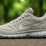 Nike Space Hippie 01 sneaker with Crater Foam sole, recycled upper, on a nature trail