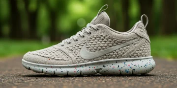 Nike Space Hippie 01 sneaker with Crater Foam sole, recycled upper, on a nature trail